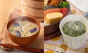 なすのおみそ汁とわかめのおみそ汁が並んだ画像