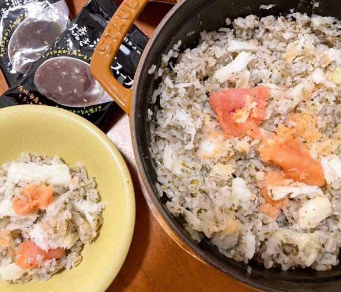 炊いた分だけぺろっと食べられる、焼き海苔スープの味付きごはん
