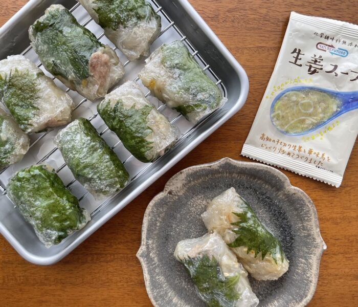 生姜スープ餡の揚げライスペーパー春巻き