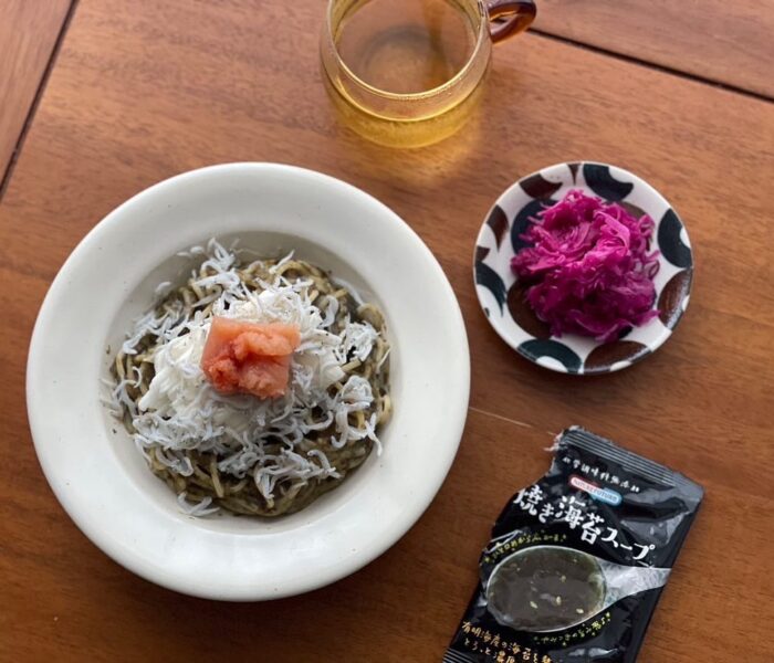 応用が利く焼き海苔スープのパスタ