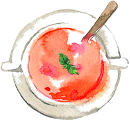 冷たいトマトスープのイラスト